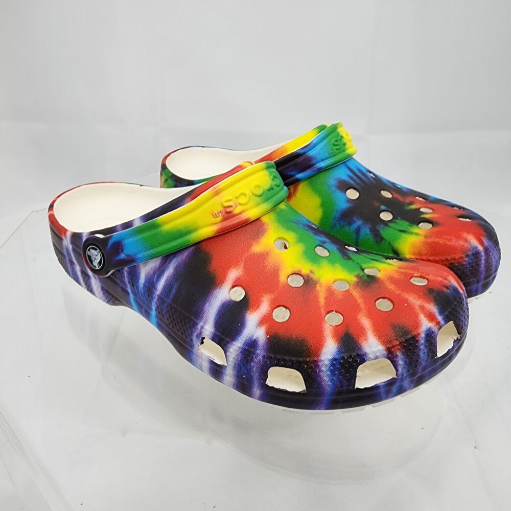 Crocs Classic Tye Dye Graphic Men 8/Women 10 Slip On Clogs Shoes Used